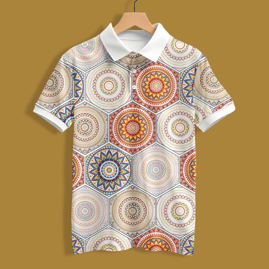 Ethnic Polka Dot Polo T-Shirt