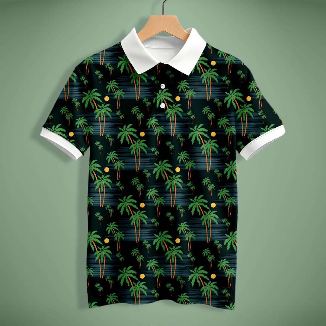 Green Palm Tree Polo T-Shirt