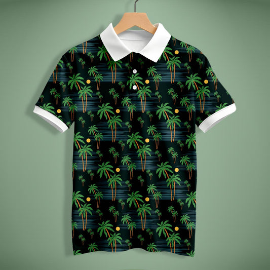 Green Palm Tree Polo T-Shirt