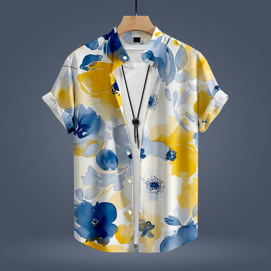 Yellow Blue Floral Shirt
